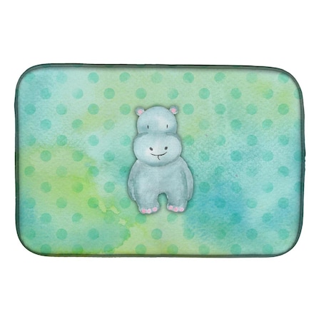 Carolines Treasures Polkadot Hippopotamus Watercolor Dish Drying Mat BB7389DDM
